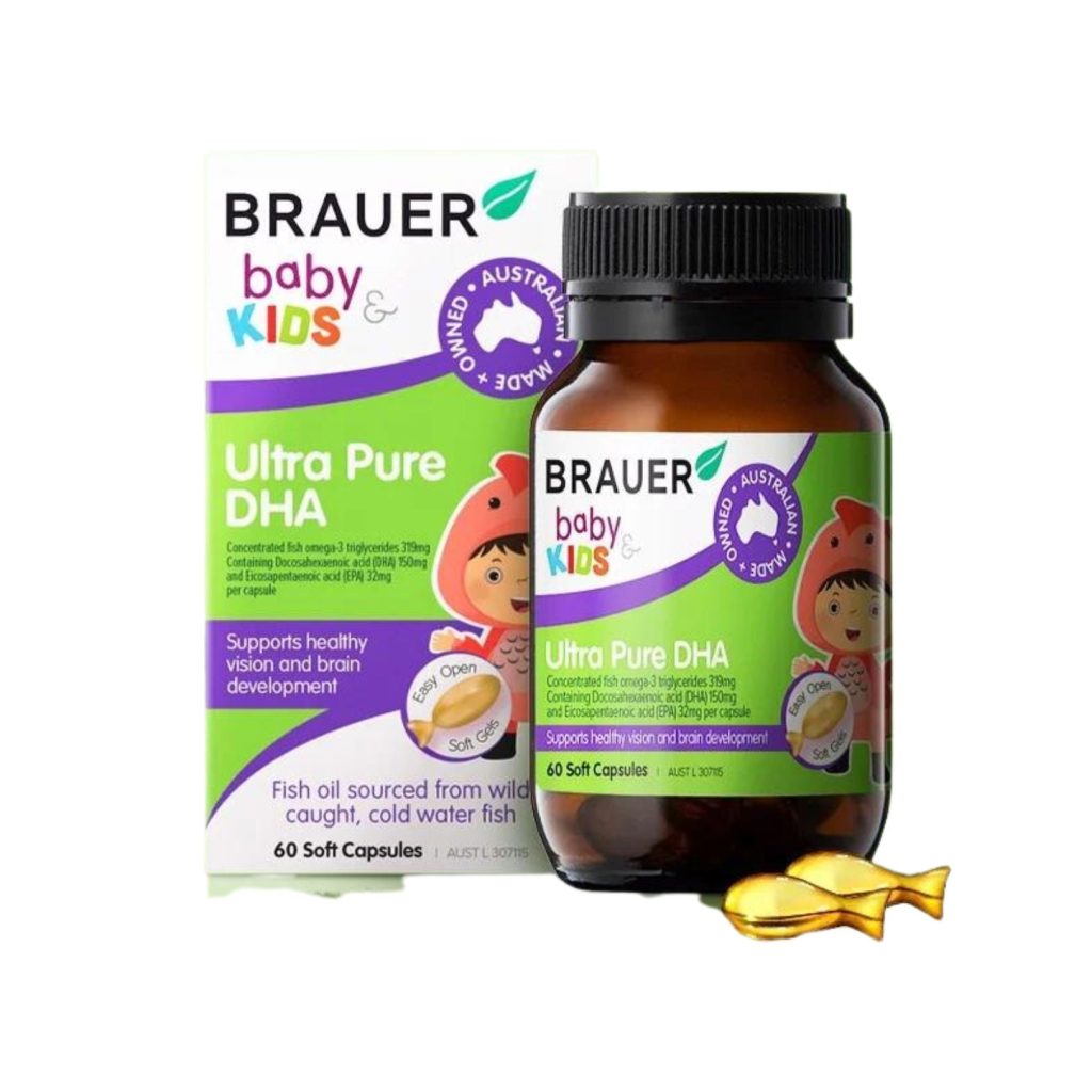 Ultra Pure DHA H/60v BRAUER Siro hỗ trợ phát triển não bộ và thị lực trẻ 7th+