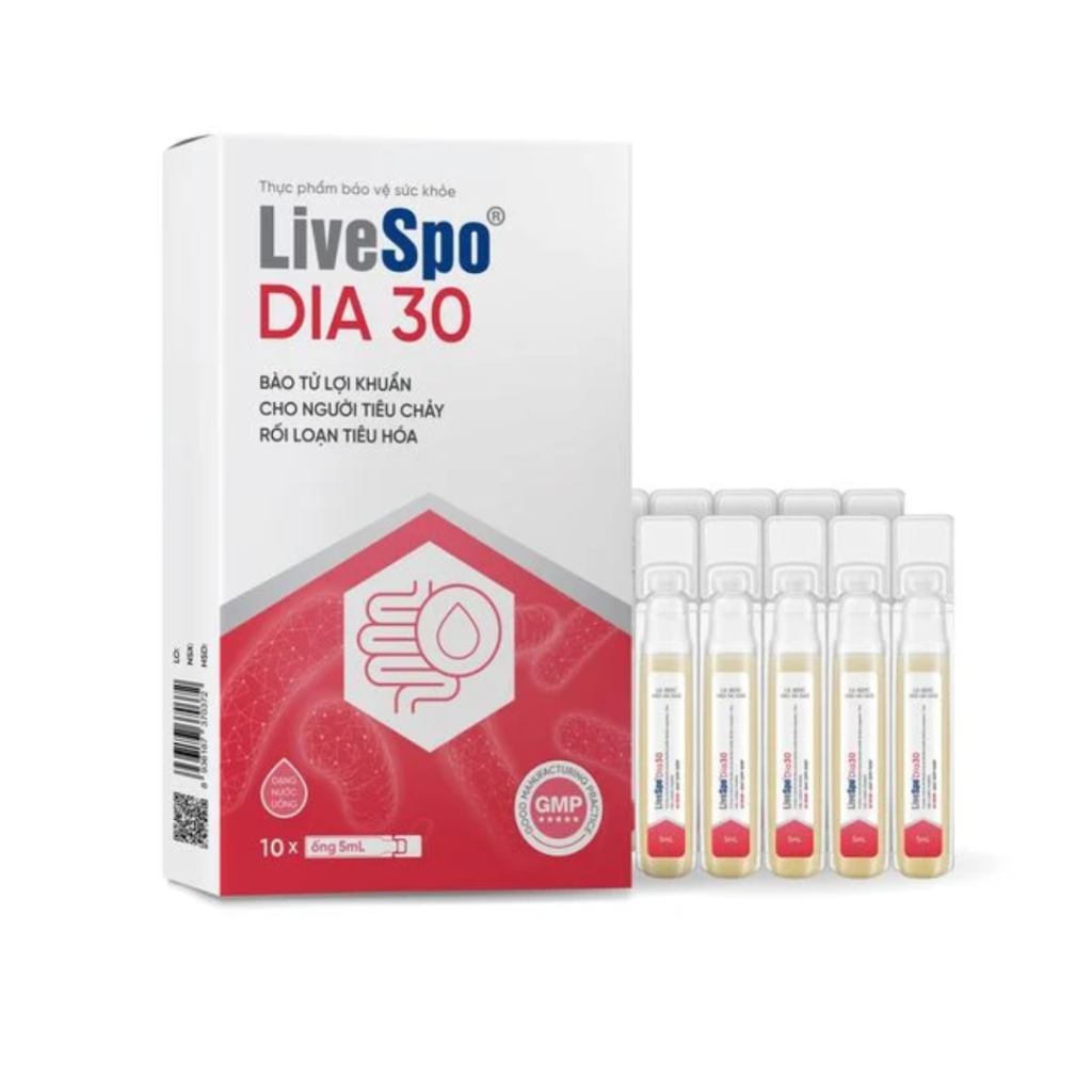 Dia30 H/10 ống LIVESPO Lợi khuẩn hỗ trợ giảm triệu chứng tiêu chảy cấp tính trẻ 0+