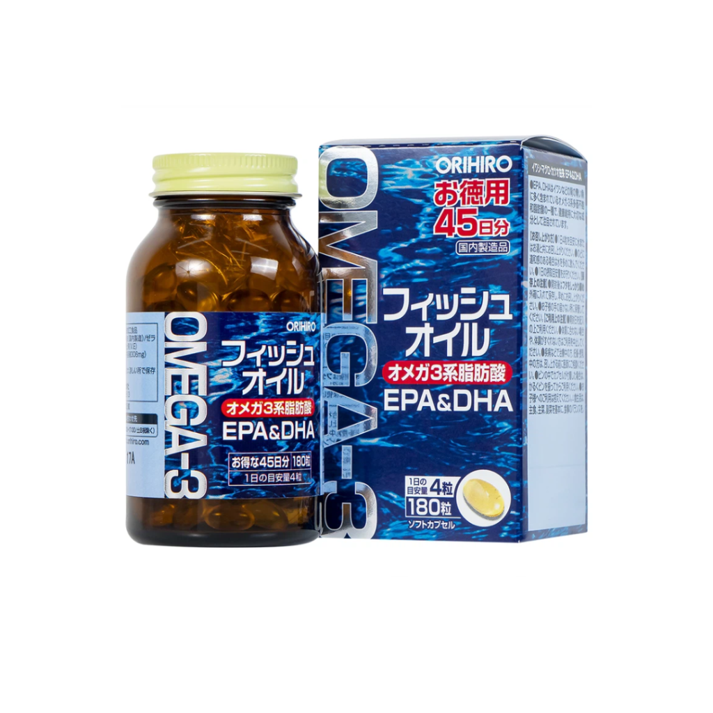 Fish Oil Omega 3 H/180V ORIHIRO bổ sung dầu cá hỗ trợ trí não và thị lực