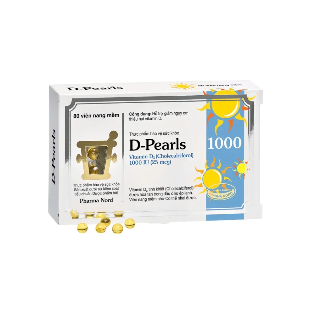 D-Pearls 25 µg (1000IU) H/80V PHARMA NORD Giảm nguy cơ thiếu hụt vitamin D