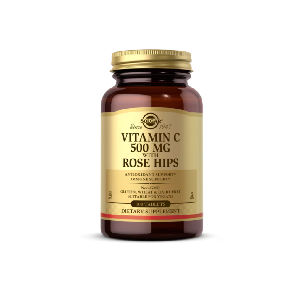 Vitamin C 500 mg with Rose Hips Tablets L/100V SOLGAR Tăng đề kháng và chống oxy hóa