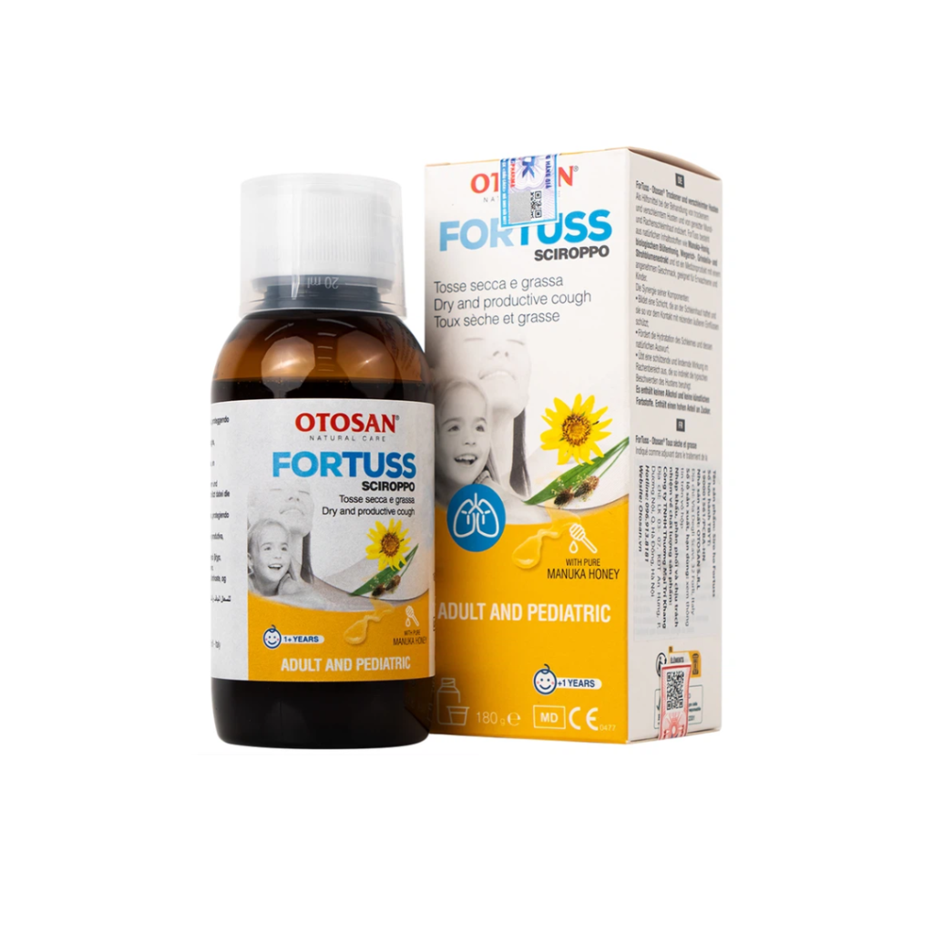 Fortuss H/180G OTOSAN Siro hỗ trợ dịu cơn ho, kháng khuẩn, bảo vệ niêm mạc cho trẻ 1+